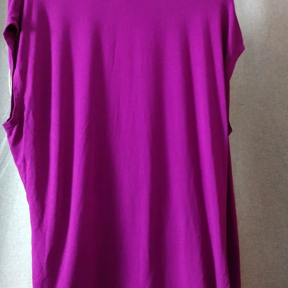 Lauren Ralph Lauren Draped Wrap Top 2XL Purple V-Neck Stretch Blouse - Picture 6 of 6
